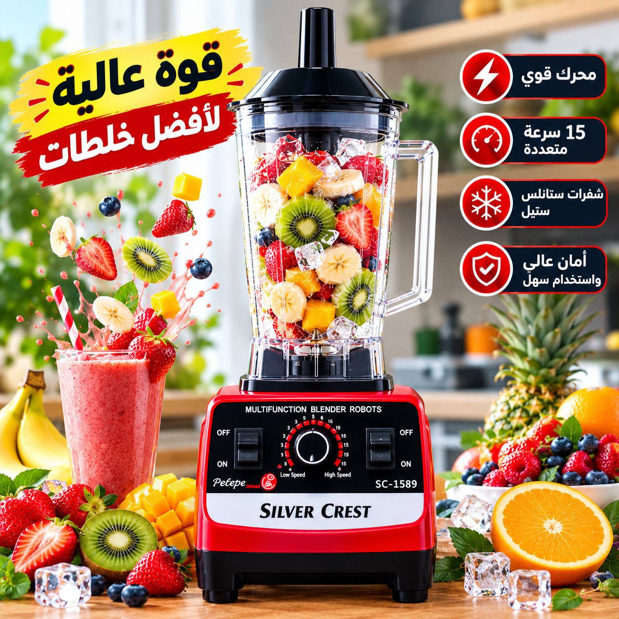Silver Crest SC-1589 خلاط ومطحنة 2 في 1 | 4500
